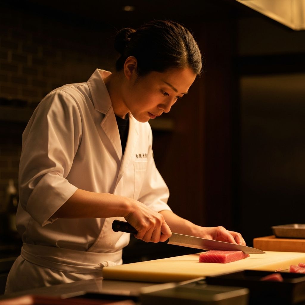 Sushiman profissional no trabalho